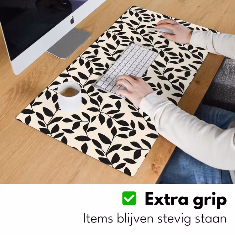 Elegant - Patroon - Zwart - Beige Muismat XXL klein 681 -sfeer3