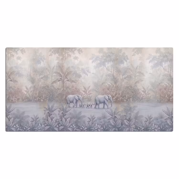 Olifant - Familie - Jungle - Illustratie - Grijs Muismat XXL klein -3d_leeg