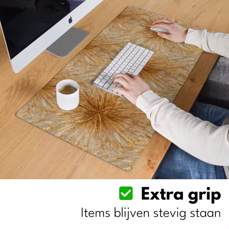 Explosie - Abstract - Goud - Wit Muismat XXL klein 681 -sfeer3