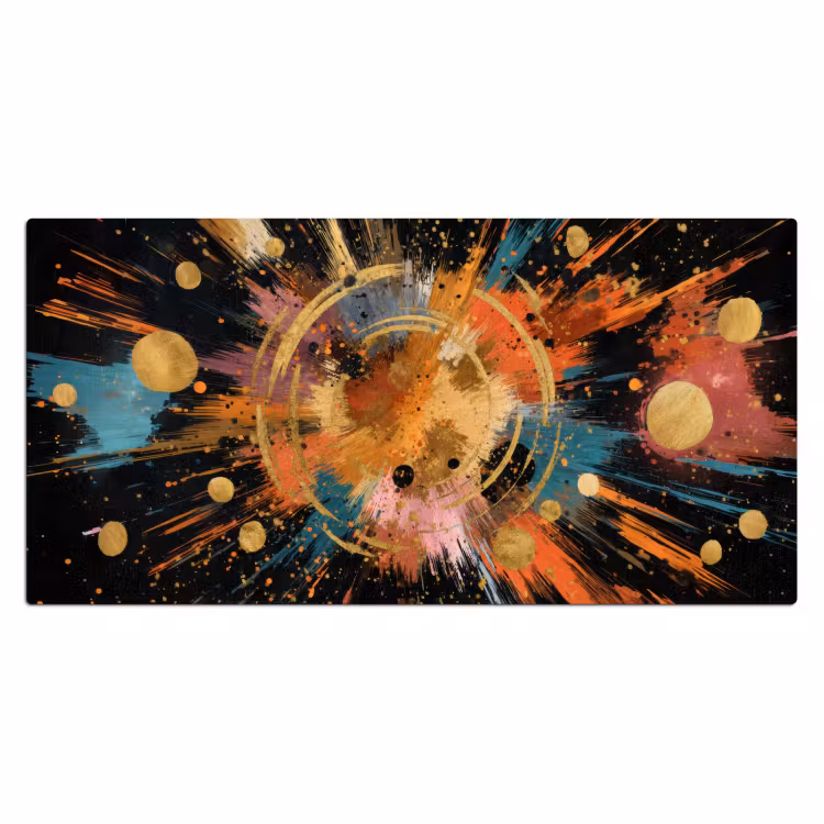Explosie - Verfstructuur - Goud - Abstract Muismat XXL klein -3d_leeg