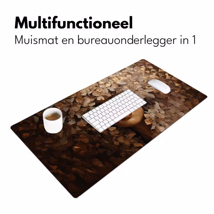 Gezicht - Vrouwe - Bladeren - Penseelstreken Muismat XXL klein -sfeer4