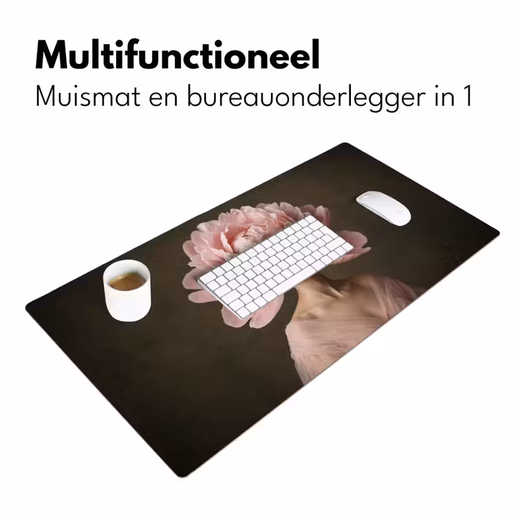 Gezicht - Roos - Roze Muismat XXL klein -sfeer4