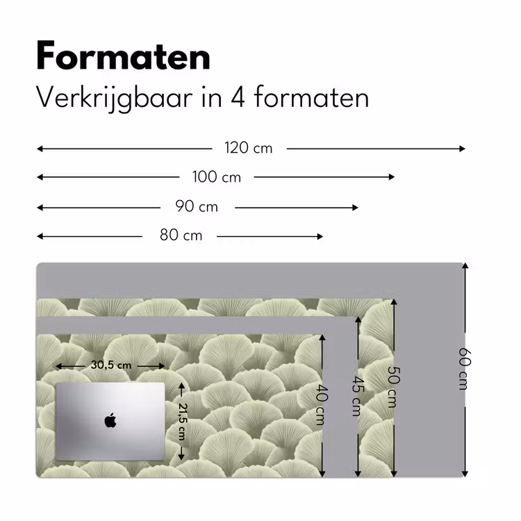 Waaier - Blad - Groen Muismat XXL klein 681 -sfeer5