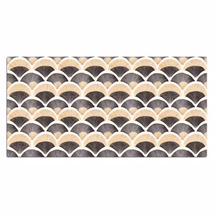 Waaier - Patroon - Zwart - Beige Muismat XXL klein 681 -3d_leeg