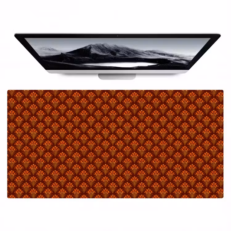 Waaiers - Art Deco - Botanisch - Roestbruin - Oranje Muismat XXL klein 681 -zzz3d