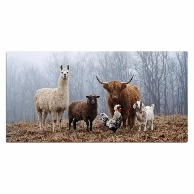 Boerderijdieren - Groep - Mist - Natuur - Rustiek Muismat XXL klein -3d_leeg