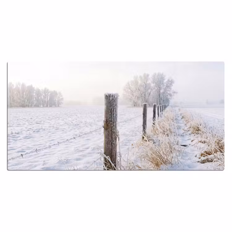 Hek - Sneeuw - Mist - Platteland - Nostalgisch Muismat XXL klein -3d_leeg