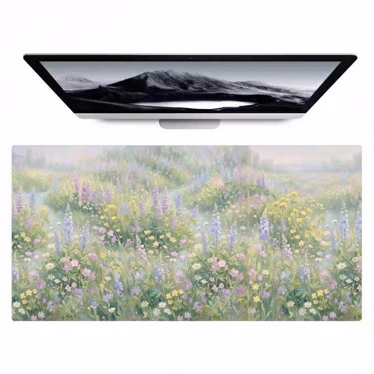 Bloemenveld - Heuvels - Kleurrijk Muismat XXL klein -zzz3d