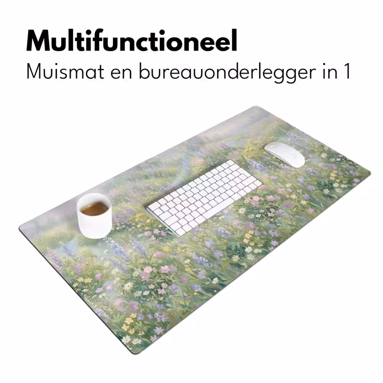 Bloemenveld - Heuvels - Kleurrijk Muismat XXL klein -sfeer4