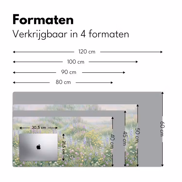 Bloemenveld - Heuvels - Kleurrijk Muismat XXL klein -sfeer5