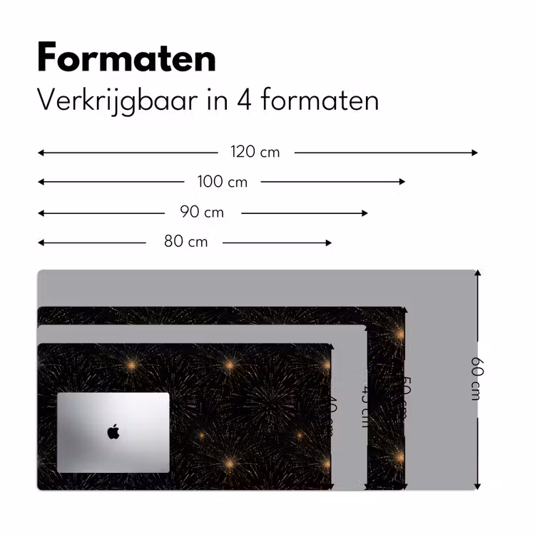 Vuurwerk - Patroon - Feestelijk - Goud - Zwart Muismat XXL klein 681 -sfeer5