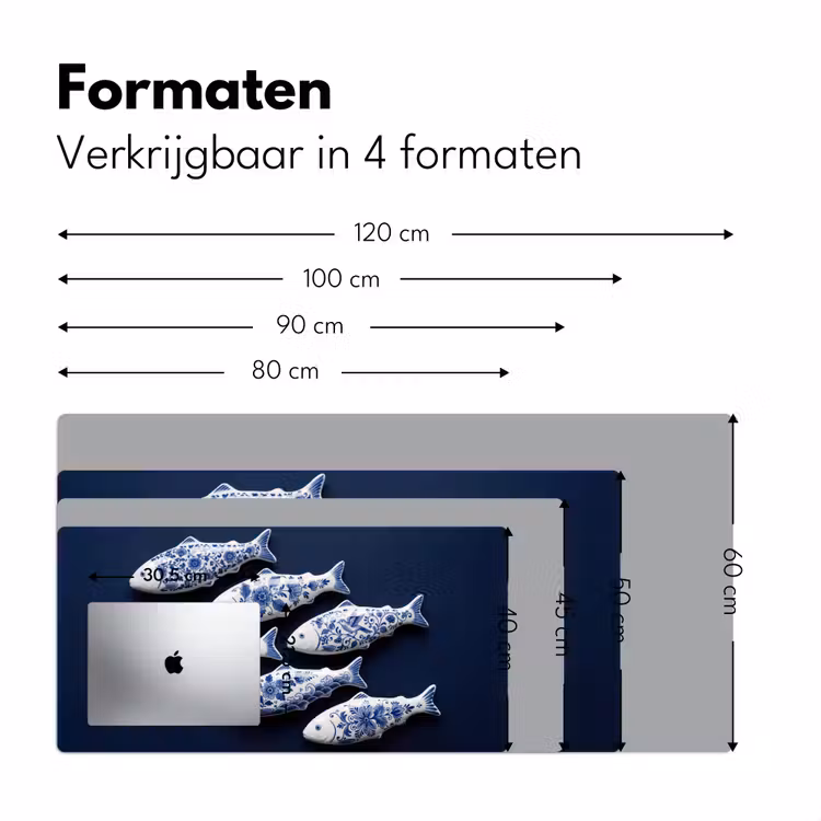 Vissen - Delfts - Blauw - Keramiek Muismat XXL klein -sfeer5