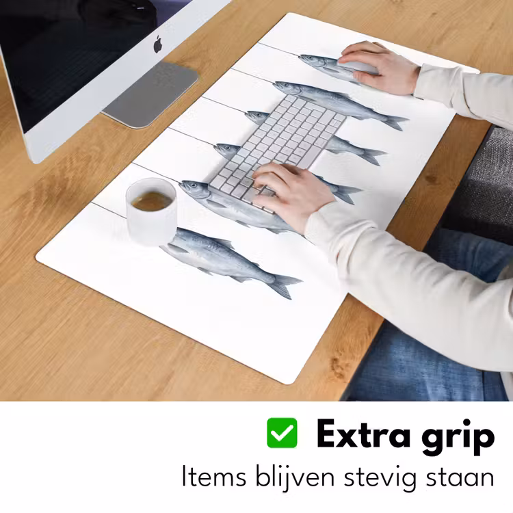 Vissen - Illustratie - Delfts - Blauw Muismat XXL klein -sfeer3