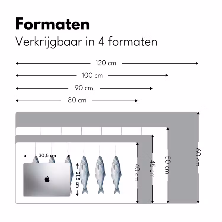 Vissen - Illustratie - Delfts - Blauw Muismat XXL klein -sfeer5