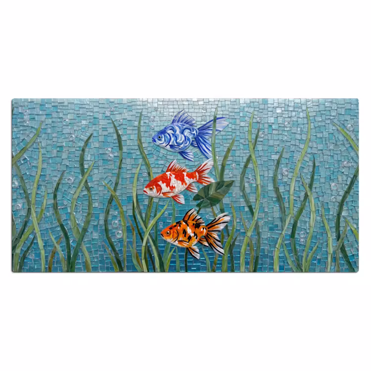 Vis - Mozaïek - Onderwater - Kleurrijk - Dieren Muismat XXL klein -3d_leeg