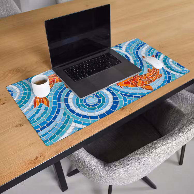 Vis - Mozaïek - Water - Decoratief - Blauw Muismat XXL klein -sfeer1