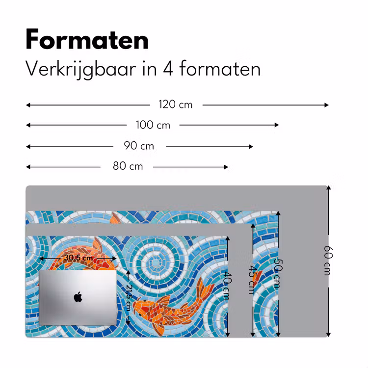 Vis - Mozaïek - Water - Decoratief - Blauw Muismat XXL klein -sfeer5