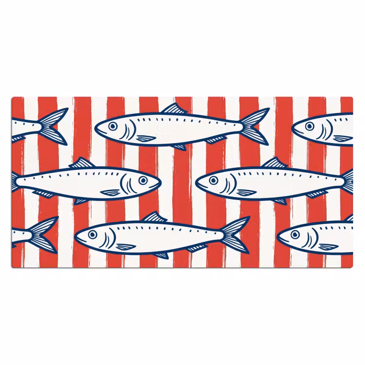 Vis - Patroon - Strepen - Illustratie - Rood Muismat XXL klein -3d_leeg