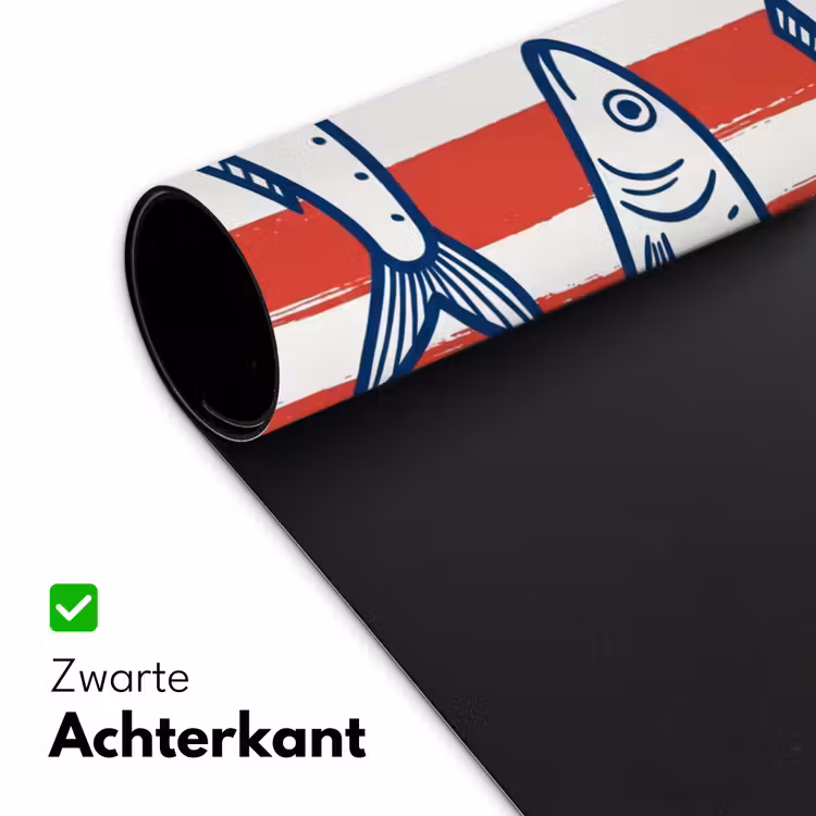 Vis - Patroon - Strepen - Illustratie - Rood Muismat XXL klein -sfeer2