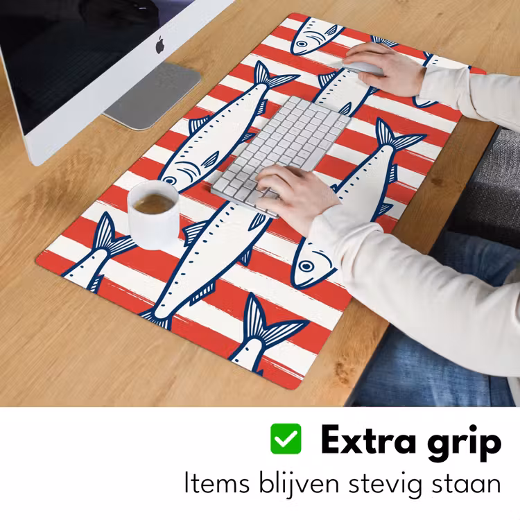 Vis - Patroon - Strepen - Illustratie - Rood Muismat XXL klein -sfeer3