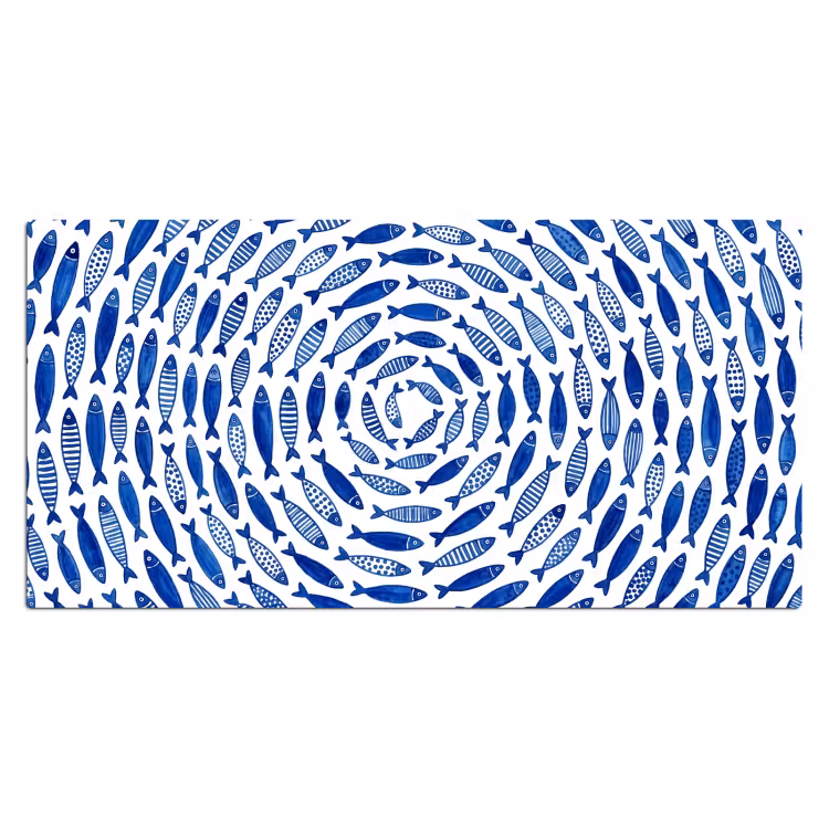 Vis - Patroon - Onderwater - Abstract - Blauw Muismat XXL klein -3d_leeg
