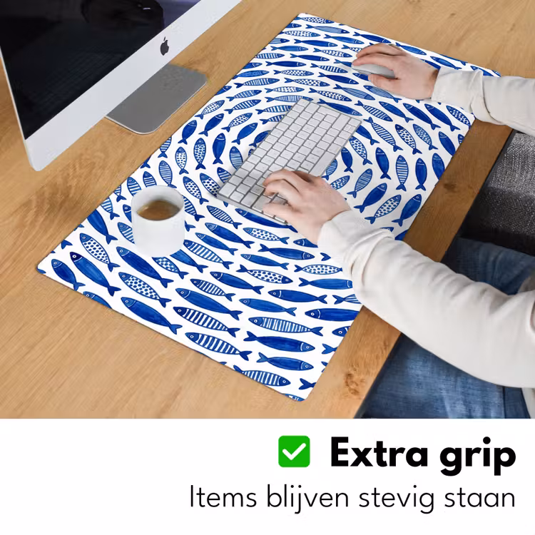 Vis - Patroon - Onderwater - Abstract - Blauw Muismat XXL klein -sfeer3