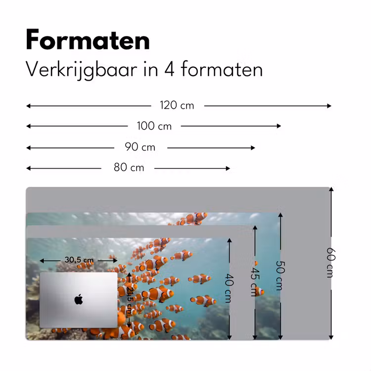 Vis - School - Onderwater - Dieren - Oranje Muismat XXL klein -sfeer5