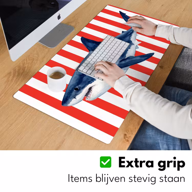 Vis - Haai - Zee - Illustratie - Blauw Muismat XXL klein -sfeer3