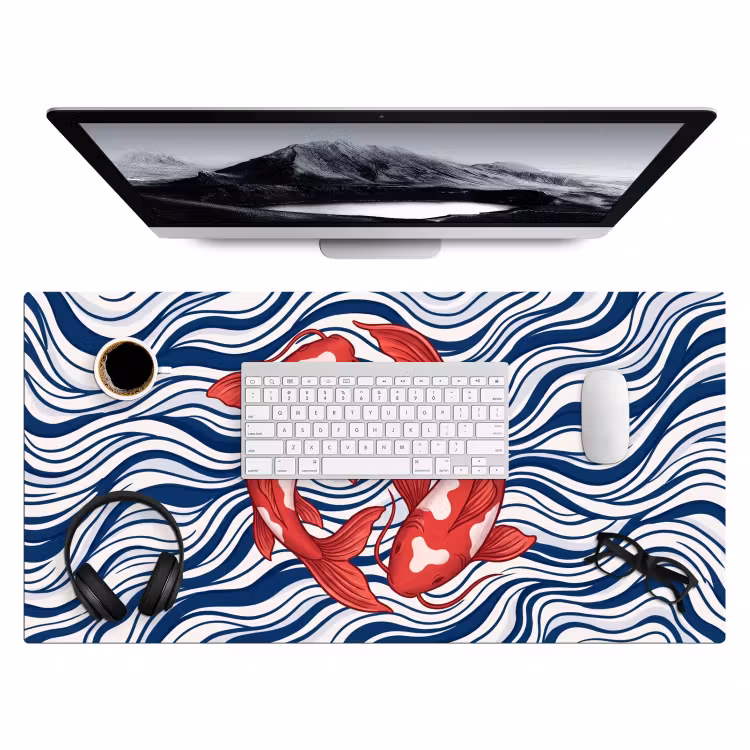 Vis - Water - Natuur - Illustratie - Rood Muismat XXL klein -3d