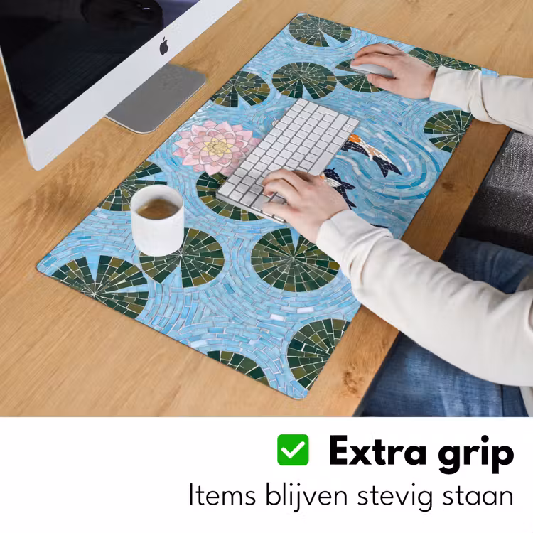 Vis - Water - Natuur - Mozaïek - Blauw Muismat XXL klein -sfeer3