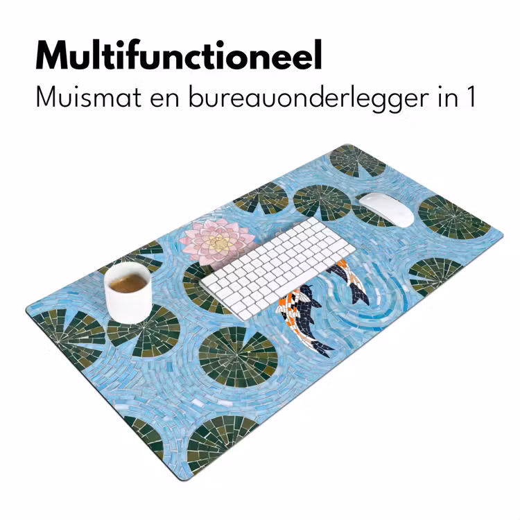Vis - Water - Natuur - Mozaïek - Blauw Muismat XXL klein -sfeer4