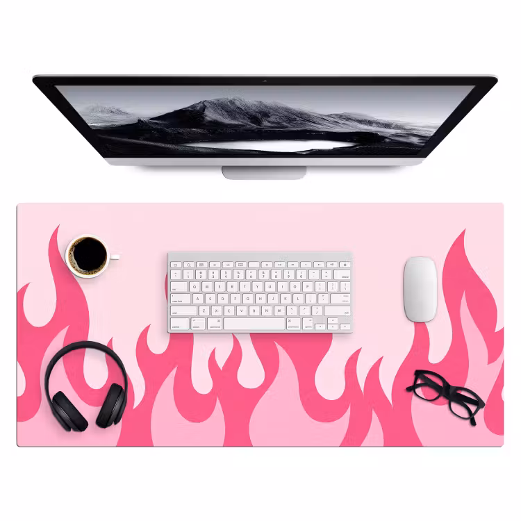 Vlammen - Patroon - Abstract - Modern - Roze Muismat XXL klein -3d