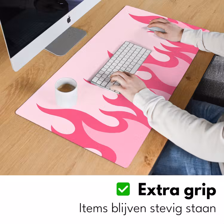 Vlammen - Patroon - Abstract - Modern - Roze Muismat XXL klein -sfeer3