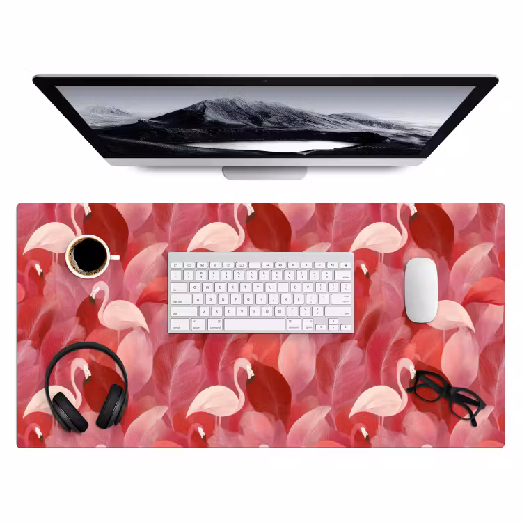 Flamingo - Botanisch - Elegant - Roze - Rood Muismat XXL klein 681 -3d