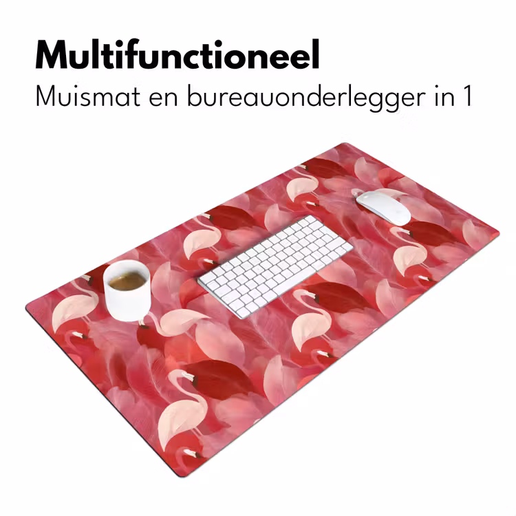 Flamingo - Botanisch - Elegant - Roze - Rood Muismat XXL klein 681 -sfeer4