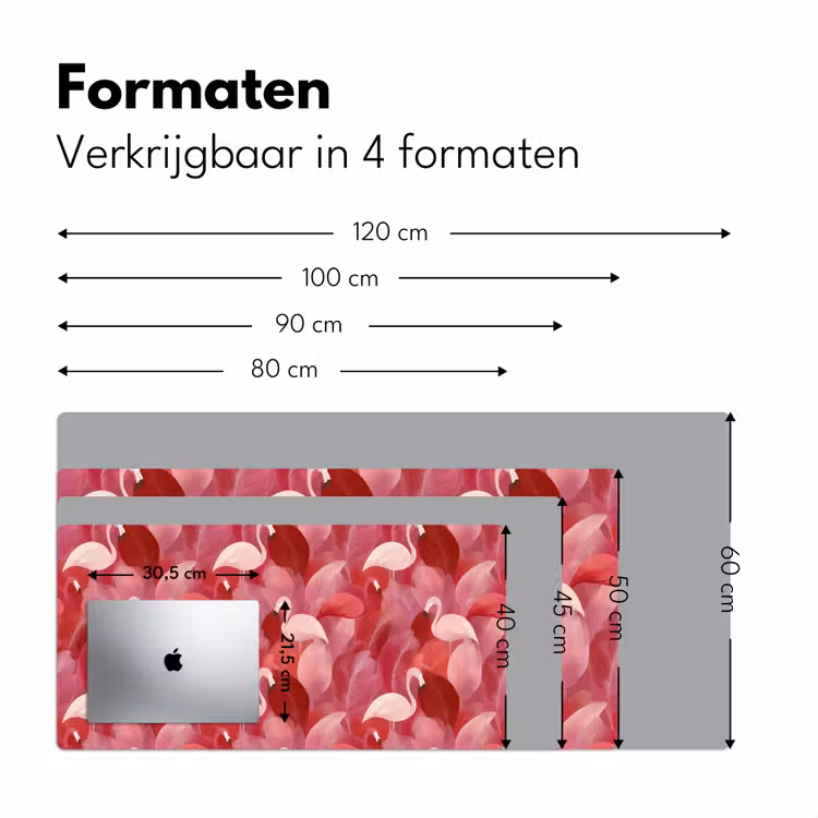 Flamingo - Botanisch - Elegant - Roze - Rood Muismat XXL klein 681 -sfeer5