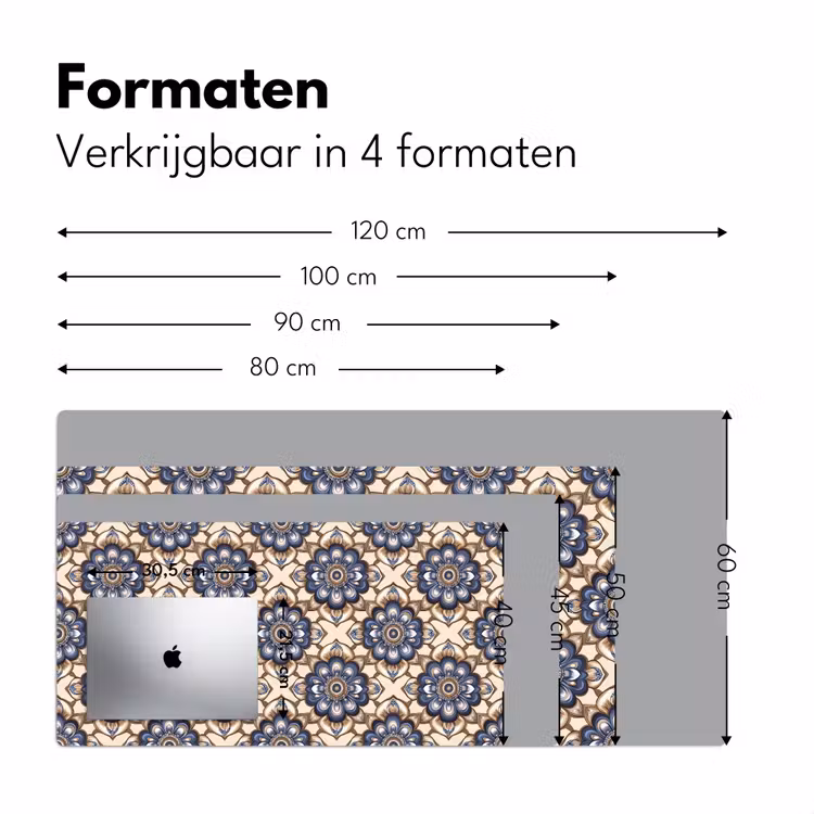 Floraal - Ornament - Blauw Muismat XXL klein 681 -sfeer5