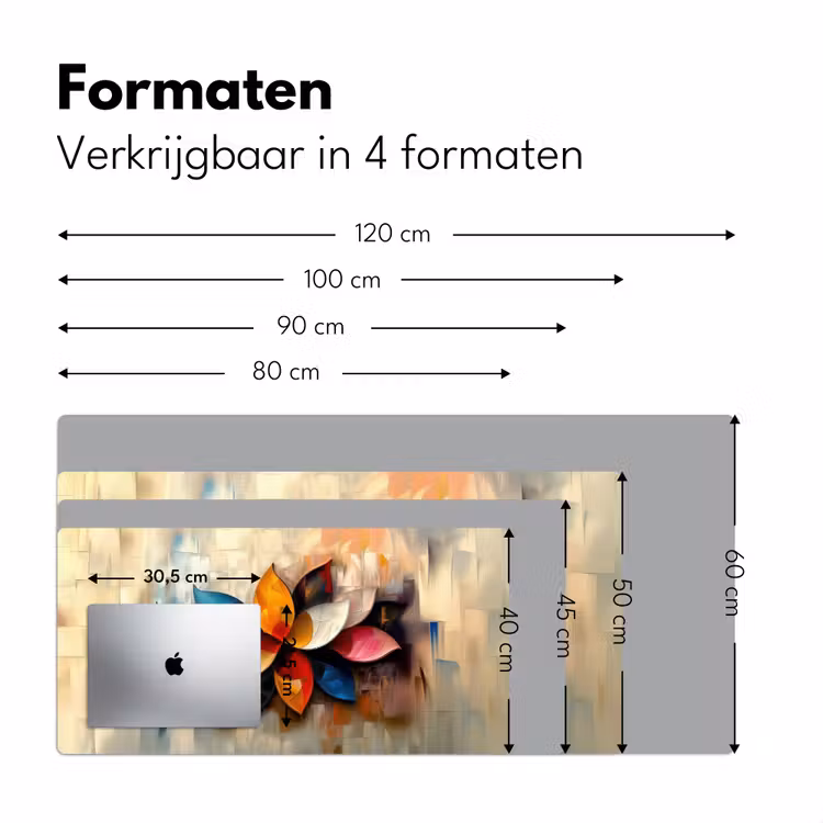 Bloem - Abstract - Kleurrijk - Bladeren Muismat XXL klein -sfeer5