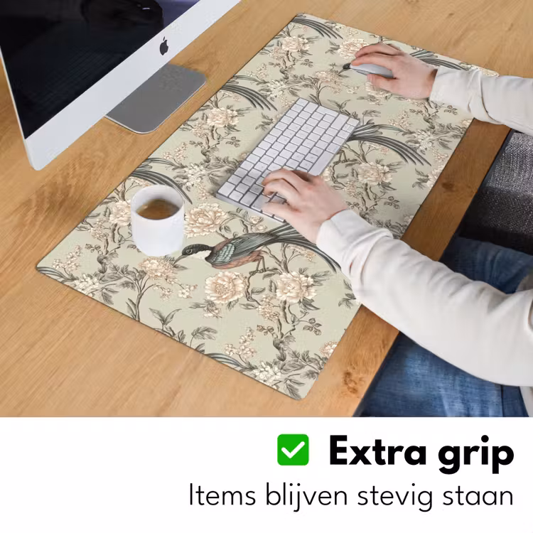 Bloem - Vogel - Kleurrijk Muismat XXL klein 681 -sfeer3