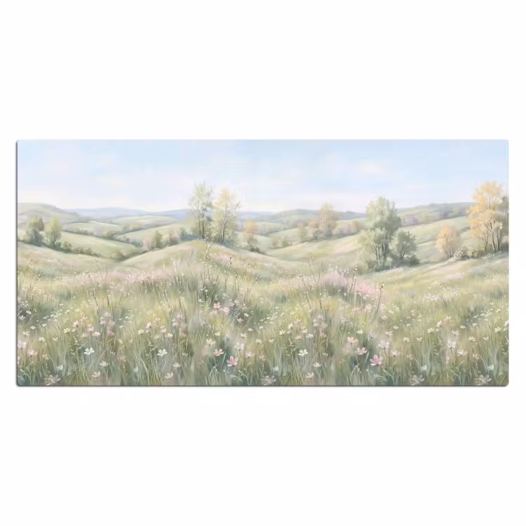 Bloemen veld - Bloemen - Groen Muismat XXL klein -3d_leeg