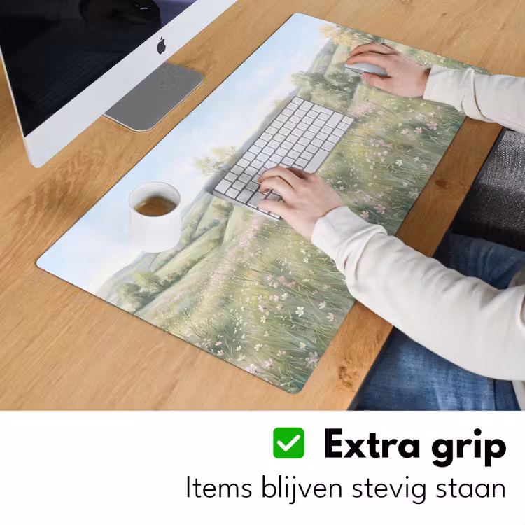 Bloemen veld - Bloemen - Groen Muismat XXL klein -sfeer3