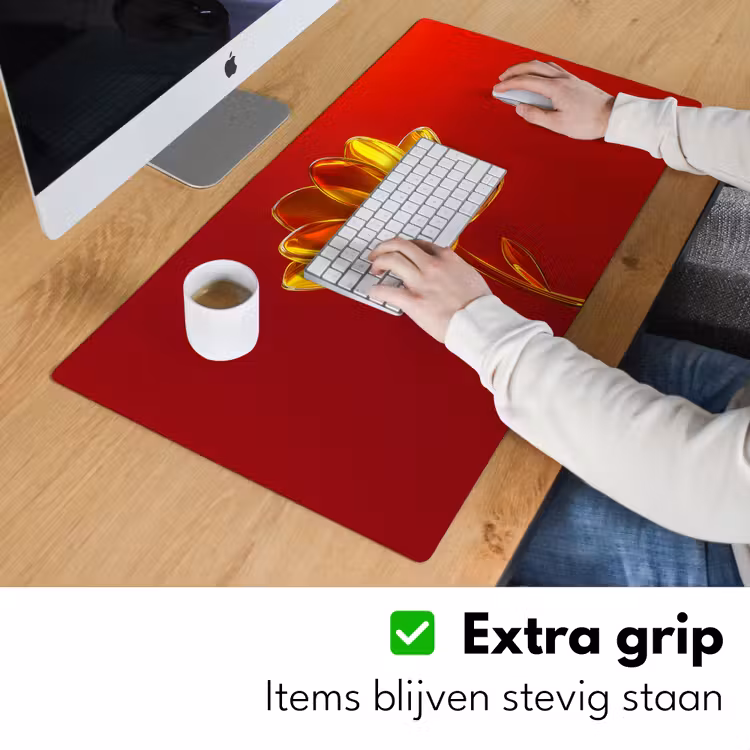 Bloem - Goud - Glazen Muismat XXL klein -sfeer3