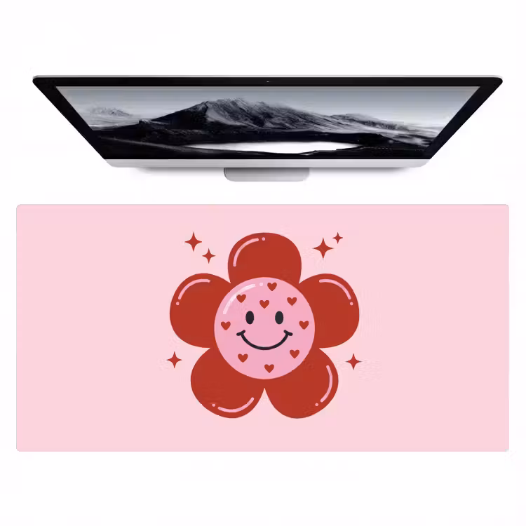 Bloem - Roze - Hartjes Muismat XXL klein -zzz3d