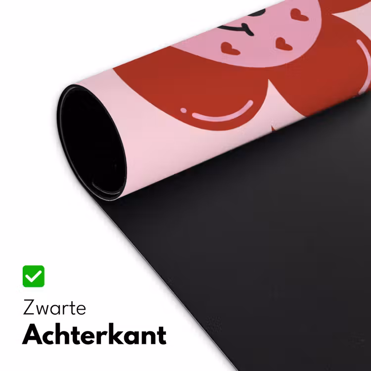Bloem - Roze - Hartjes Muismat XXL klein -sfeer2