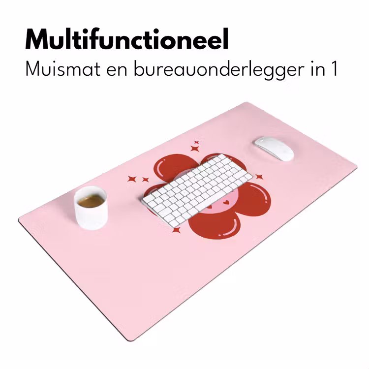 Bloem - Roze - Hartjes Muismat XXL klein -sfeer4