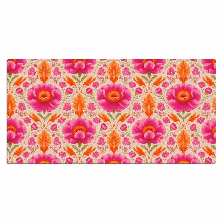 Bloemen - Barok - Roze - Oranje Muismat XXL klein 681 -3d_leeg