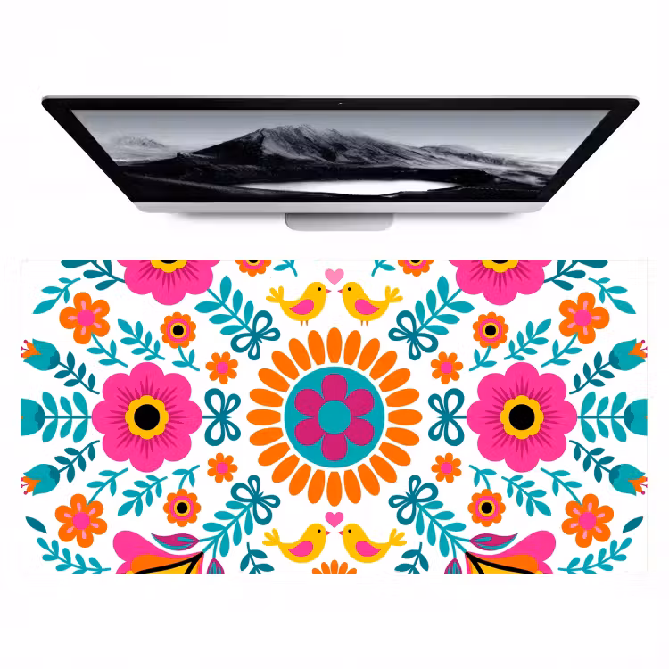 Bloemen - Vogel - Patroon - Kleurrijk - Modern Muismat XXL klein -zzz3d