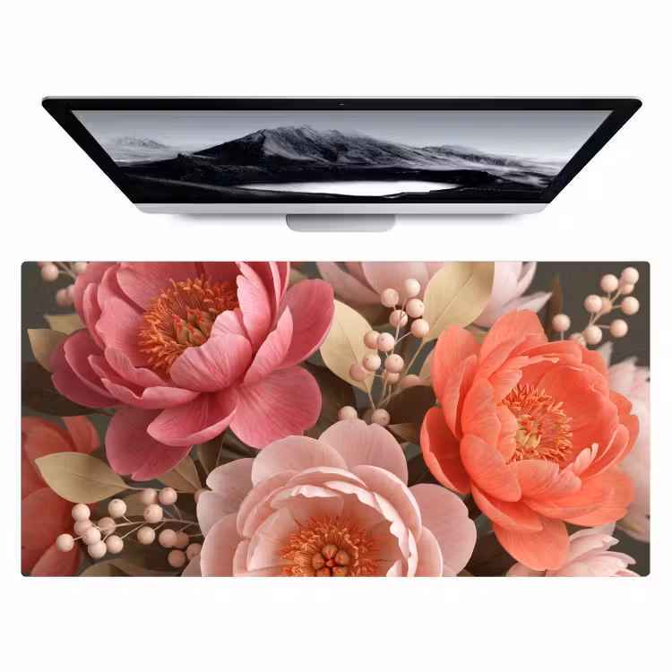 Bloemen - Bloesem - Zacht - Koraal - Decoratie Muismat XXL klein -zzz3d