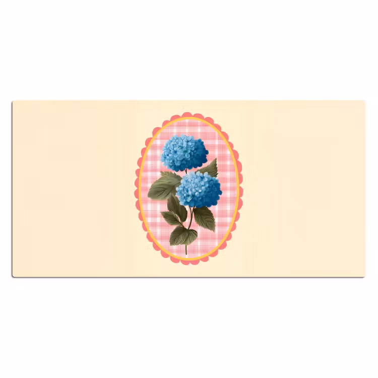 Bloemen - Blauw - Lijst - Bladeren Muismat XXL klein -3d_leeg