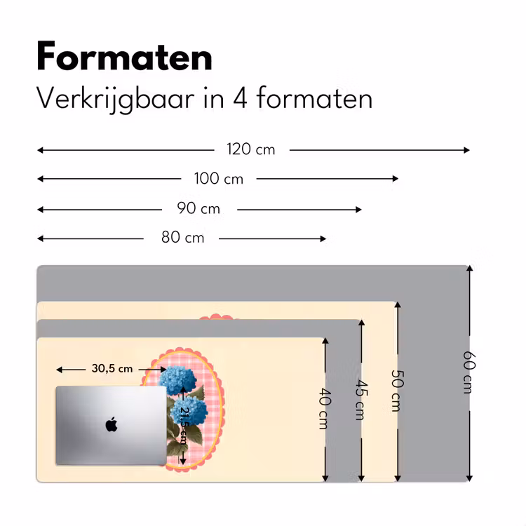 Bloemen - Blauw - Lijst - Bladeren Muismat XXL klein -sfeer5
